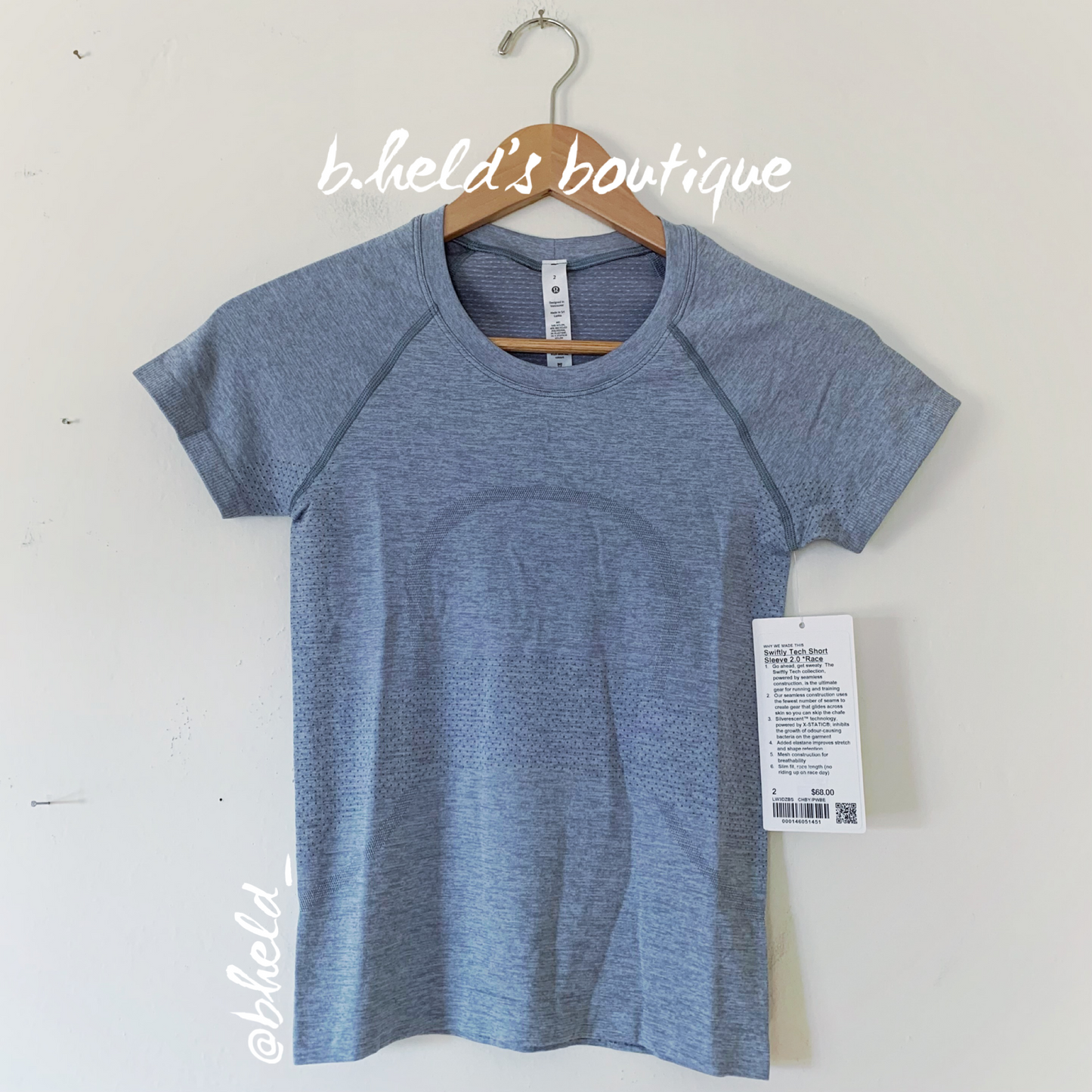 lululemon Swiftly Tech Short Sleeve Shirt 2.0 *Race Length in Chambray/Powder Blue, Size 2