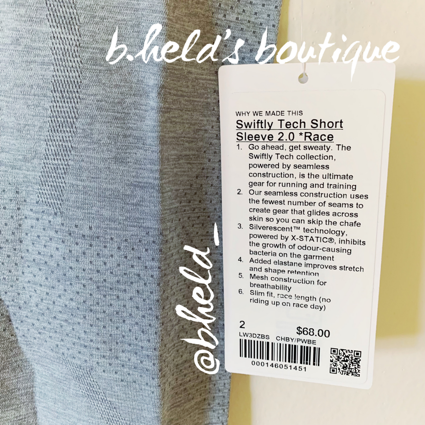 lululemon Swiftly Tech Short Sleeve Shirt 2.0 *Race Length in Chambray/Powder Blue, Size 2