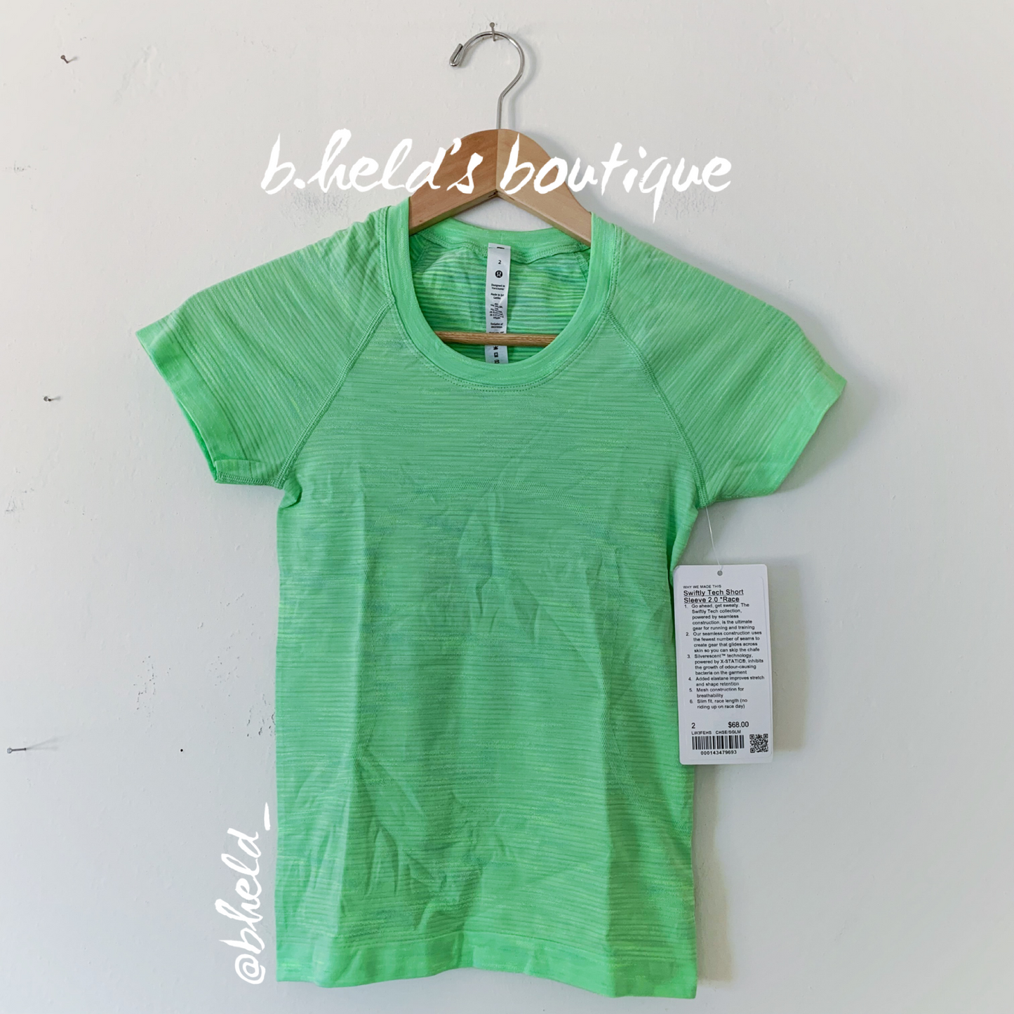 lululemon Swiftly Tech Short Sleeve Shirt 2.0 *Race Length in Chroma Check Scream Green Light/Scream Green Light Multi, Size 2
