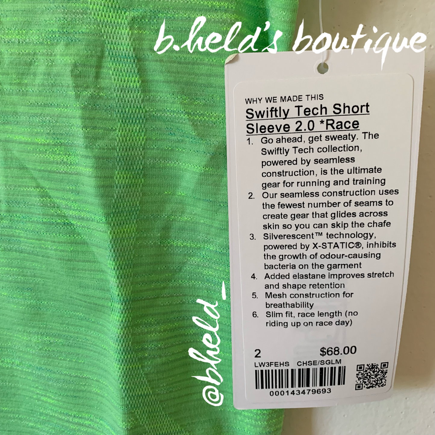 lululemon Swiftly Tech Short Sleeve Shirt 2.0 *Race Length in Chroma Check Scream Green Light/Scream Green Light Multi, Size 2
