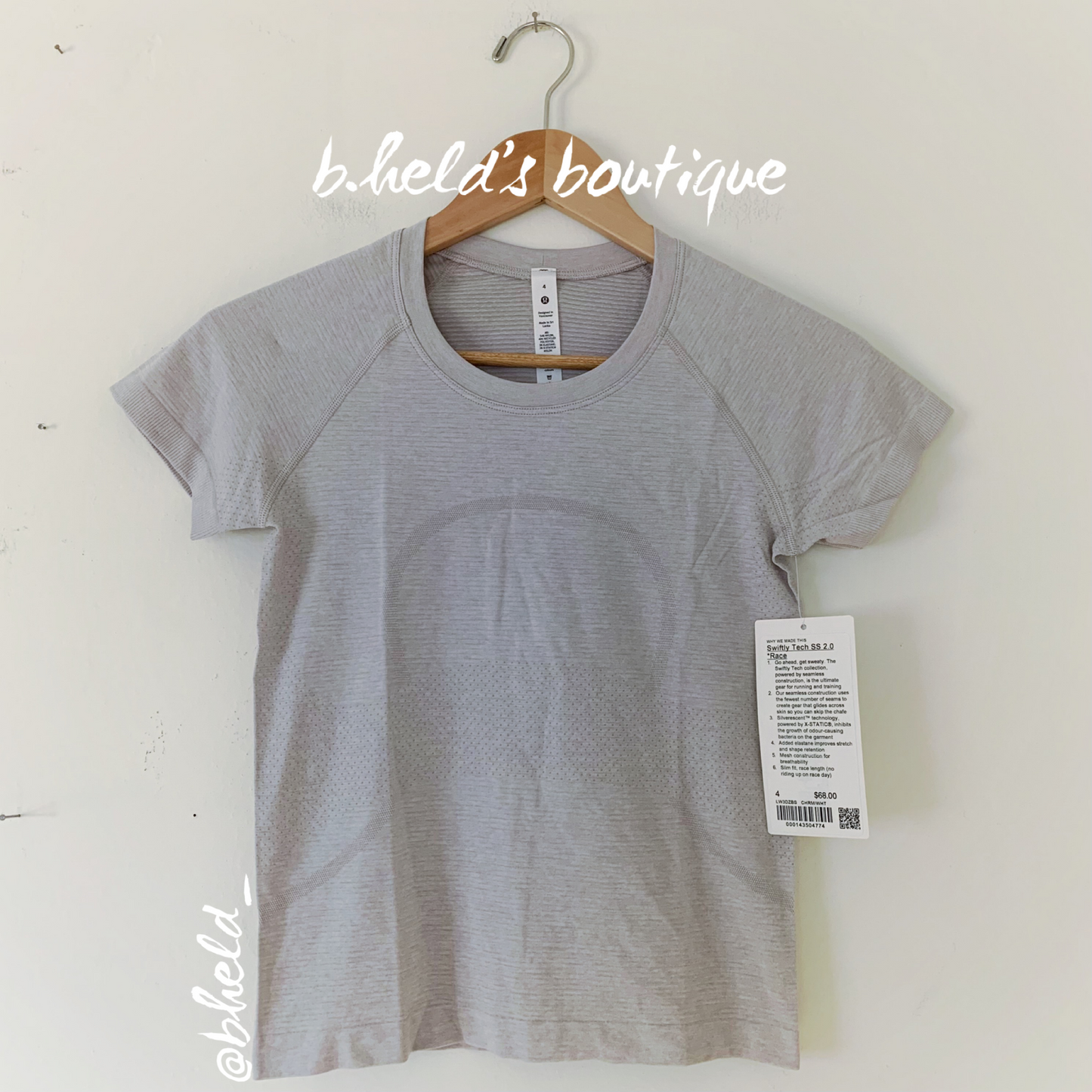 lululemon Swiftly Tech Short Sleeve Shirt 2.0 *Race Length in Chrome/White, Size 4