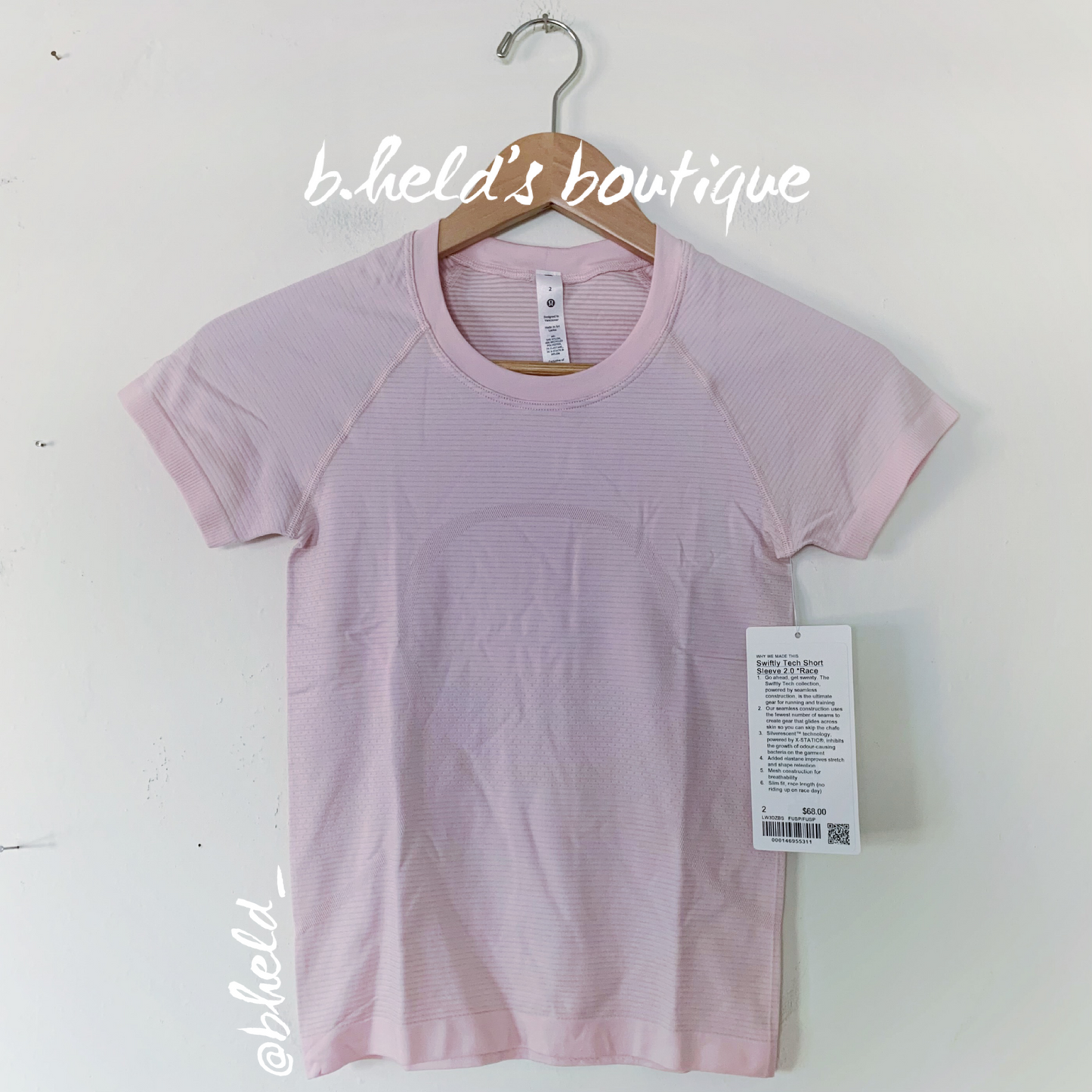lululemon Swiftly Tech Short Sleeve Shirt 2.0 *Race Length in Flush Pink/Flush Pink, Size 2