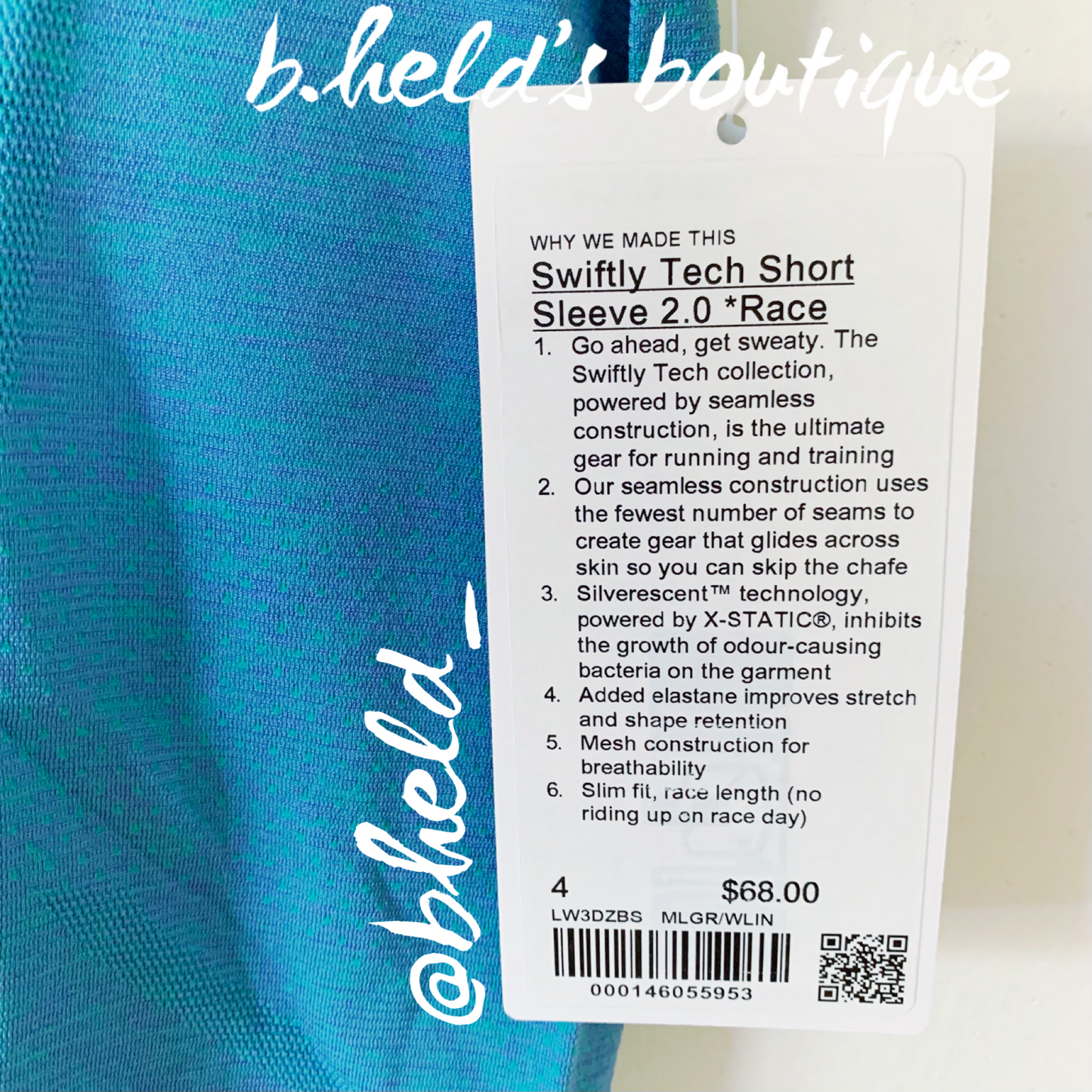 lululemon Swiftly Tech Short Sleeve Shirt 2.0 *Race Length in Maldives Green/Wild Indigo, Size 4