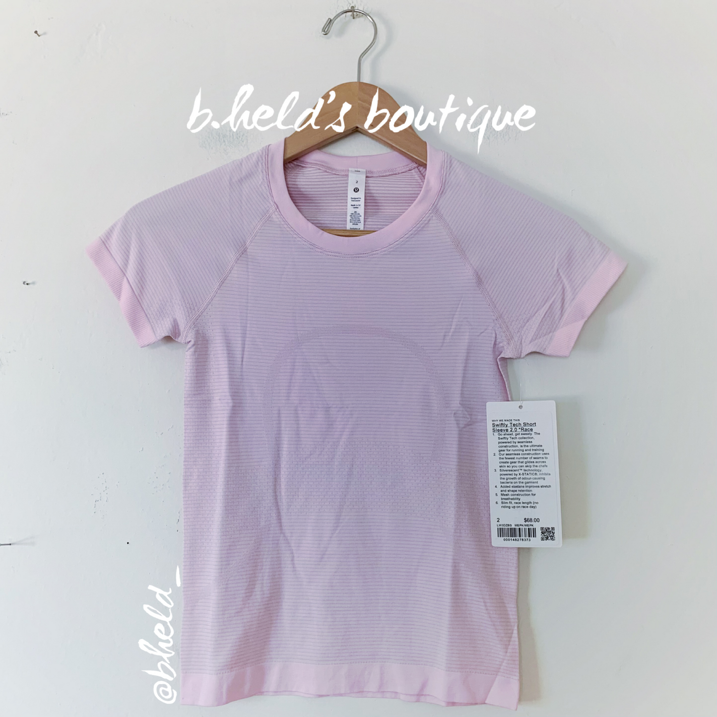 lululemon Swiftly Tech Short Sleeve Shirt 2.0 *Race Length in Meadowsweet Pink/Meadowsweet Pink, Size 2
