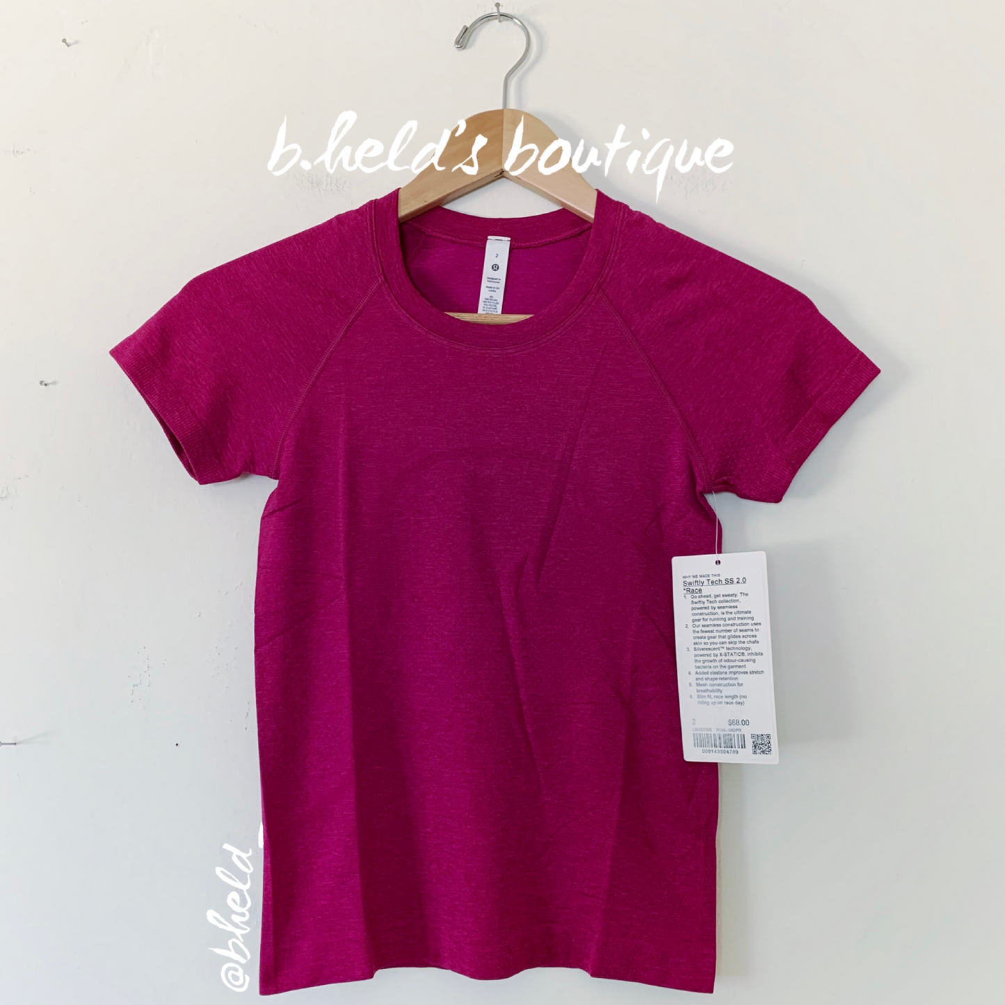 lululemon Swiftly Tech Short Sleeve Shirt 2.0 *Race Length in Purple Highlight/Magenta Purple, Size 2