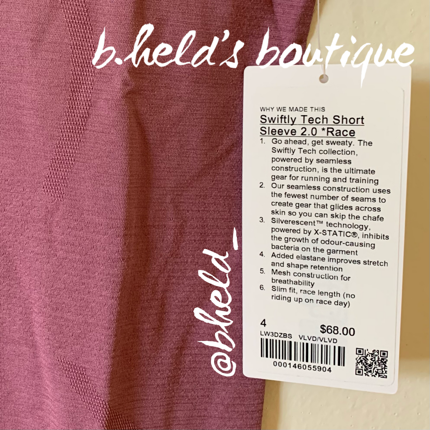 lululemon Swiftly Tech Short Sleeve Shirt 2.0 *Race Length in Velvet Dust/Velvet Dust, Size 4
