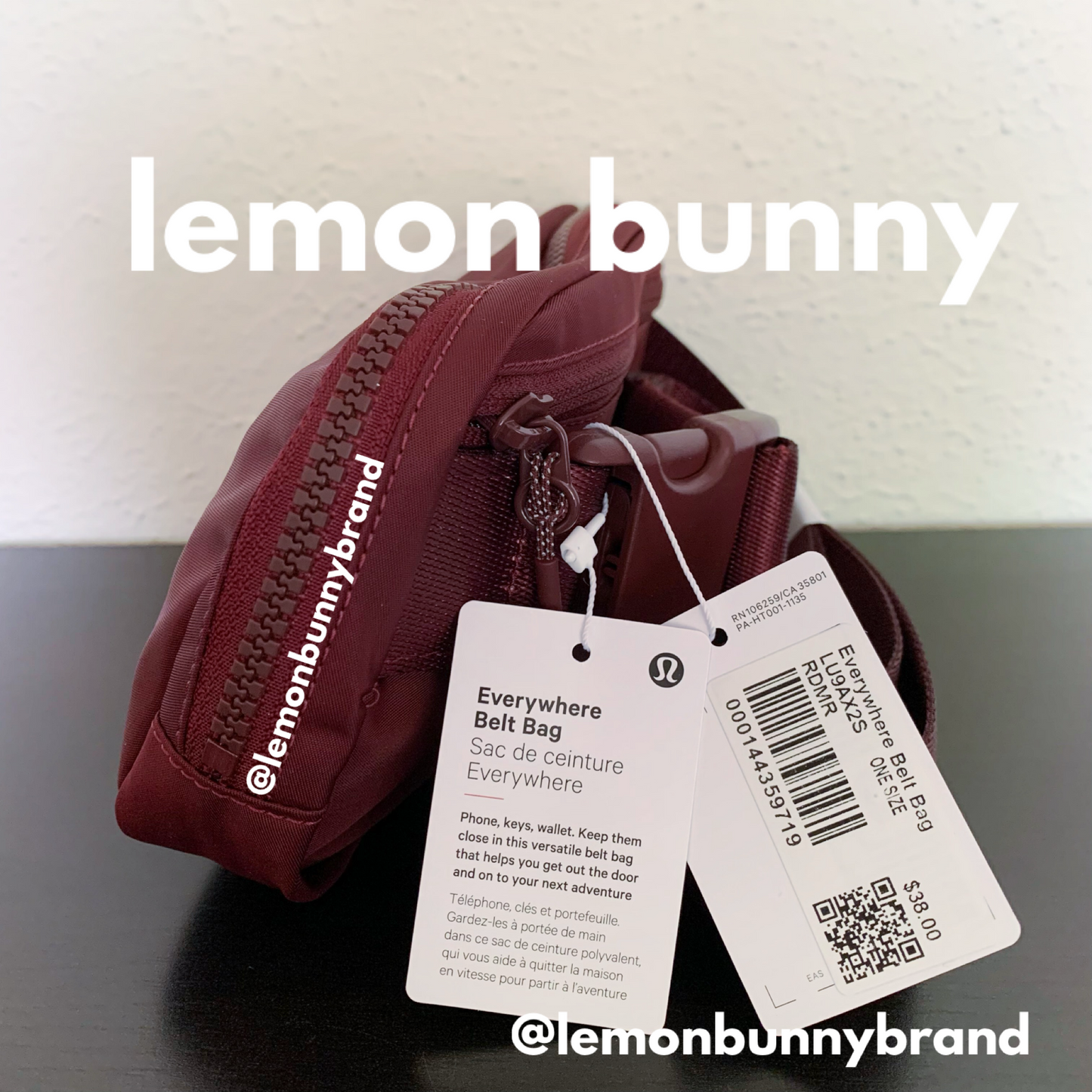 lululemon Everywhere Belt Bag (1 L) in Red Merlot, One Size