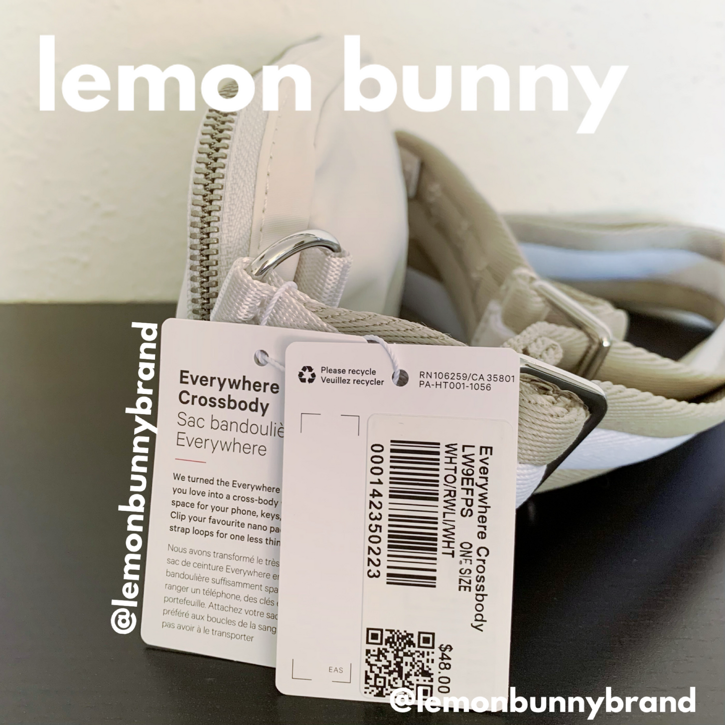 lululemon Everywhere Crossbody Bag in White Opal/Raw Linen/White, One Size