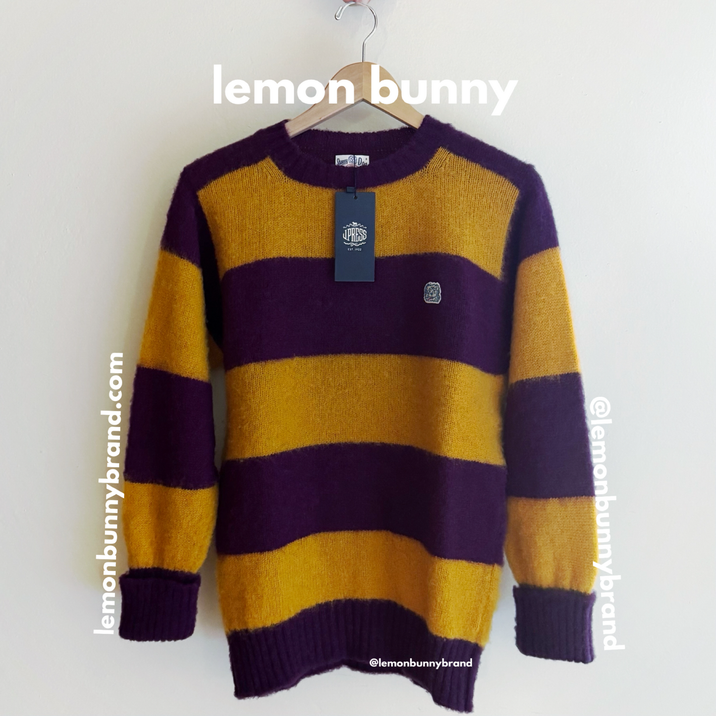 J.Press Men’s Shaggy Dog Icon Sweater (Classic Fit) in Purple & Yellow, Size XS