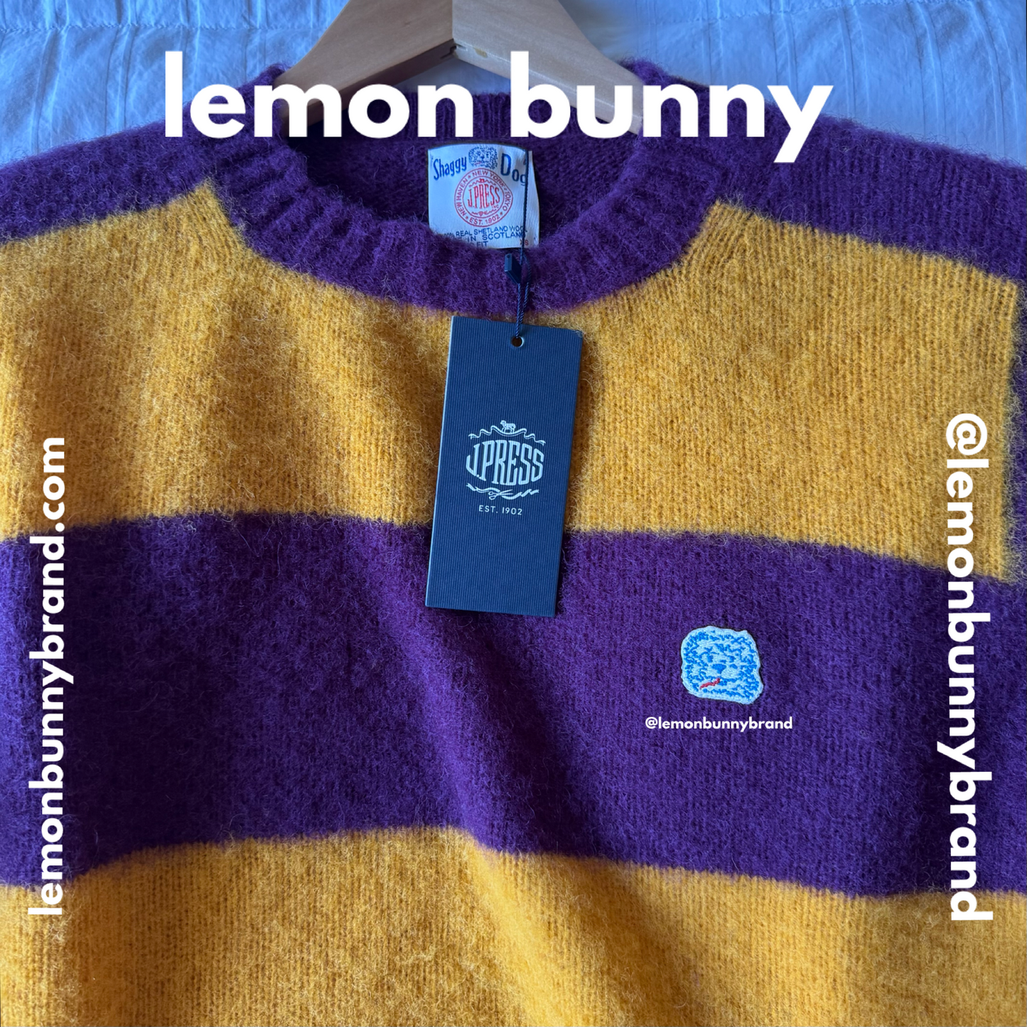 J.Press Men’s Shaggy Dog Icon Sweater (Classic Fit) in Purple & Yellow, Size XS