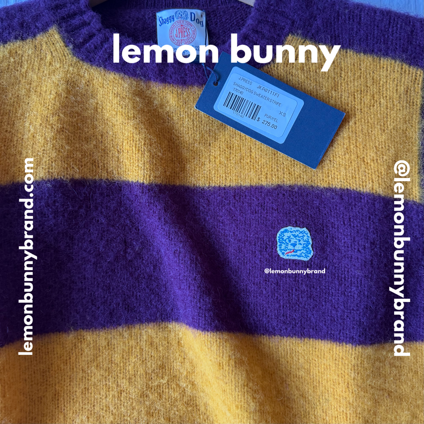 J.Press Men’s Shaggy Dog Icon Sweater (Classic Fit) in Purple & Yellow, Size XS