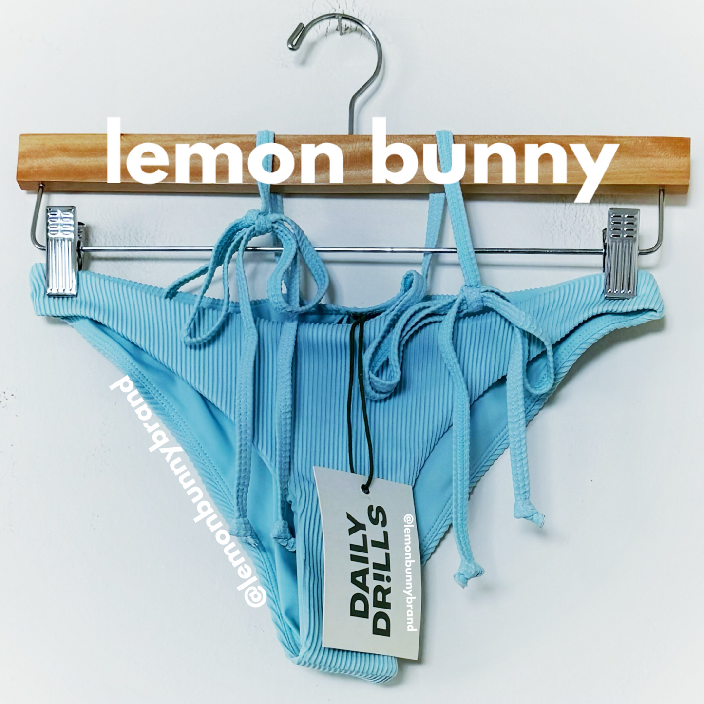 *lemon bunny Curated Bundle: Daily Drills Spritz Top & Spritz Bottom (Bikini Set) in Teal/White Stripe, Size S