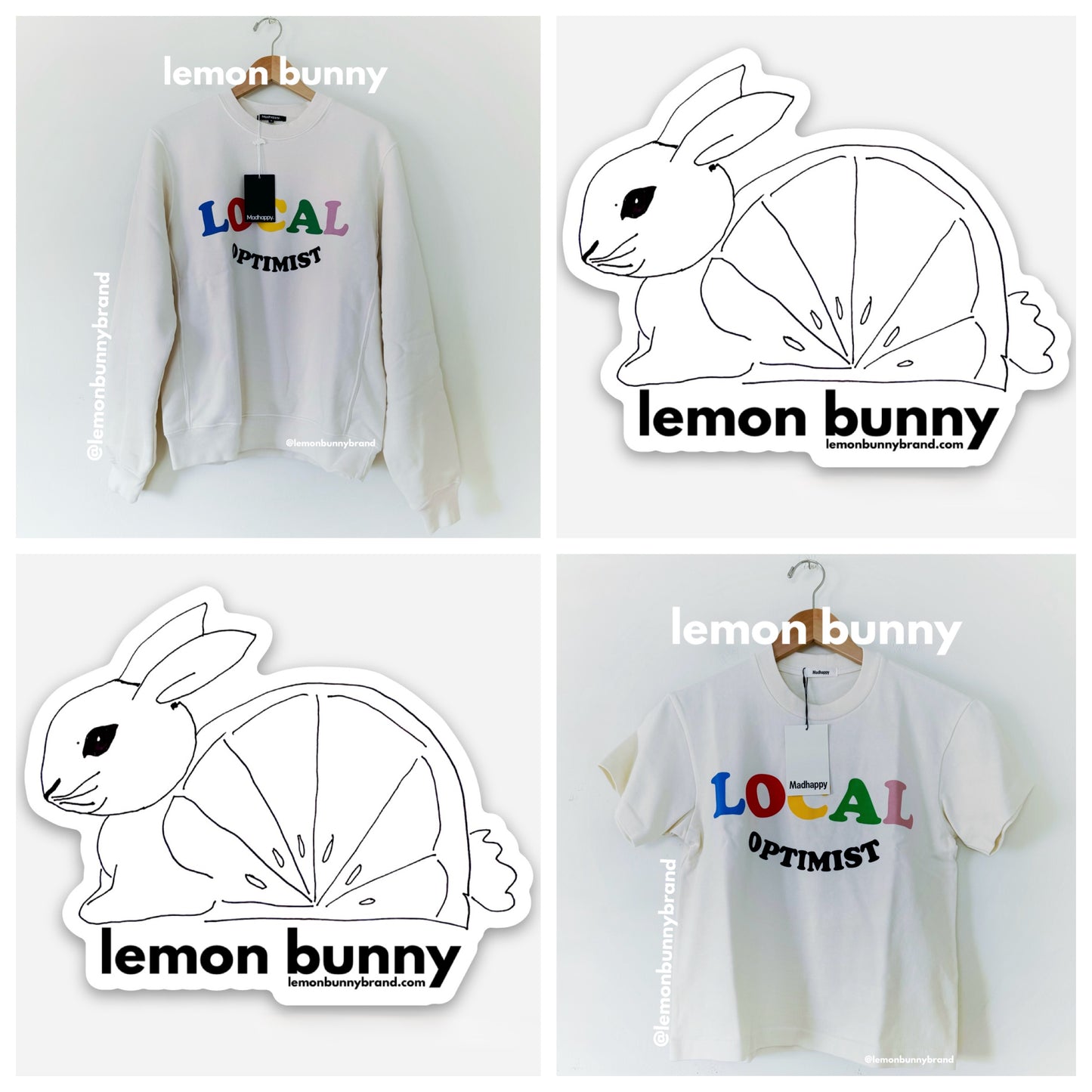 *lemon bunny Curated Bundle: Madhappy Local Optimist Duo Sweatshirt & T-Shirt in Antique, Size S