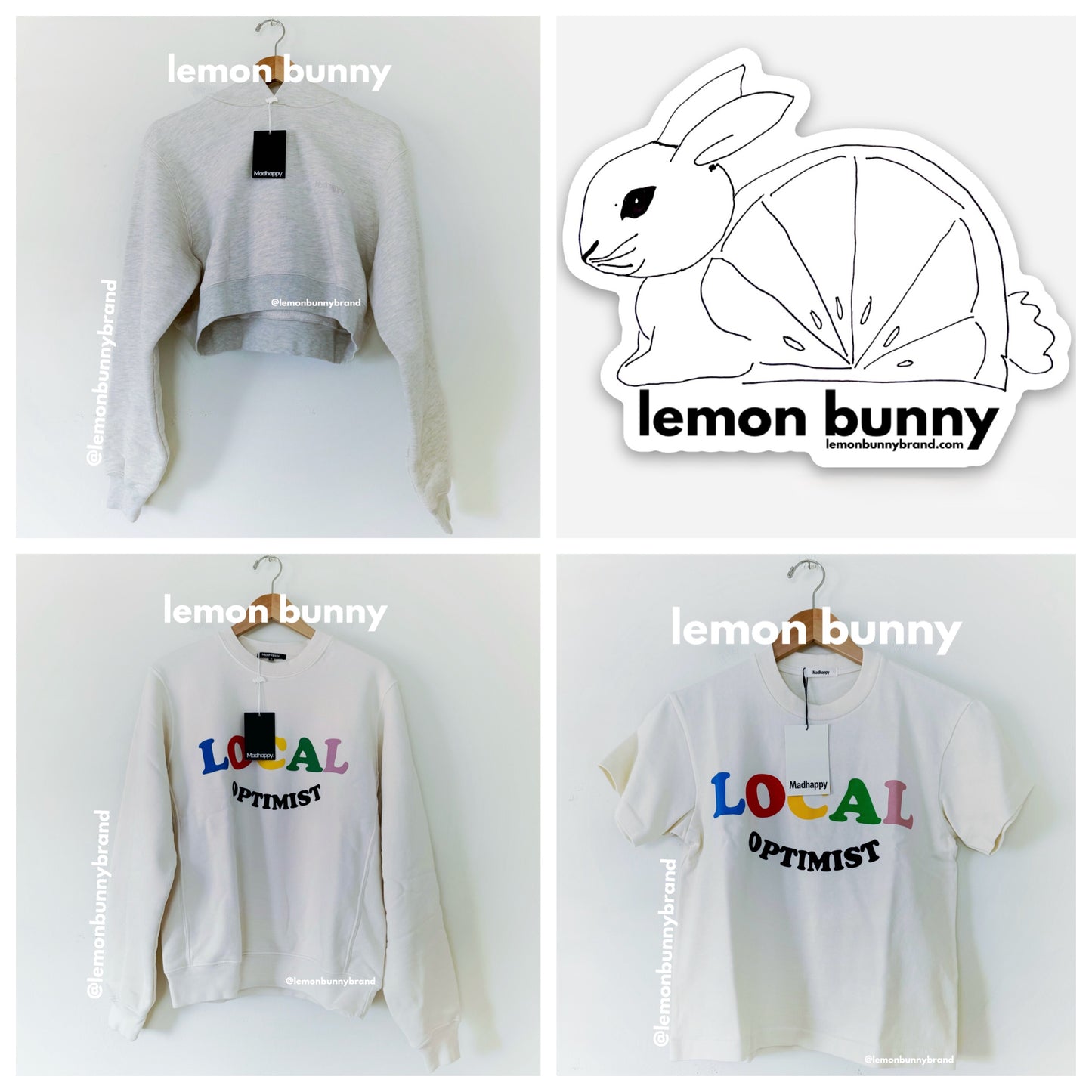 *lemon bunny Curated Bundle: Madhappy Cream/White Trio Hoodie, Sweatshirt, & T-Shirt, Size S