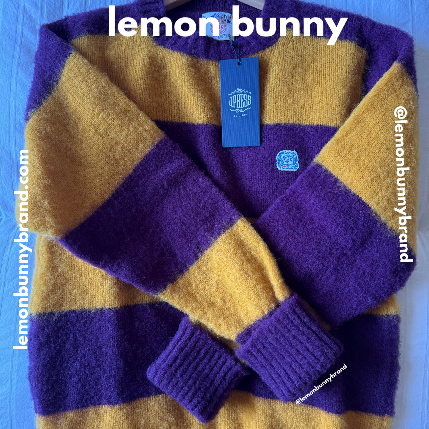 J.Press Men’s Shaggy Dog Icon Sweater (Classic Fit) in Purple & Yellow, Size XS