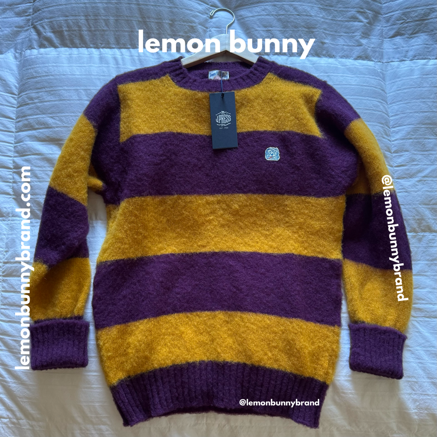 J.Press Men’s Shaggy Dog Icon Sweater (Classic Fit) in Purple & Yellow, Size XS