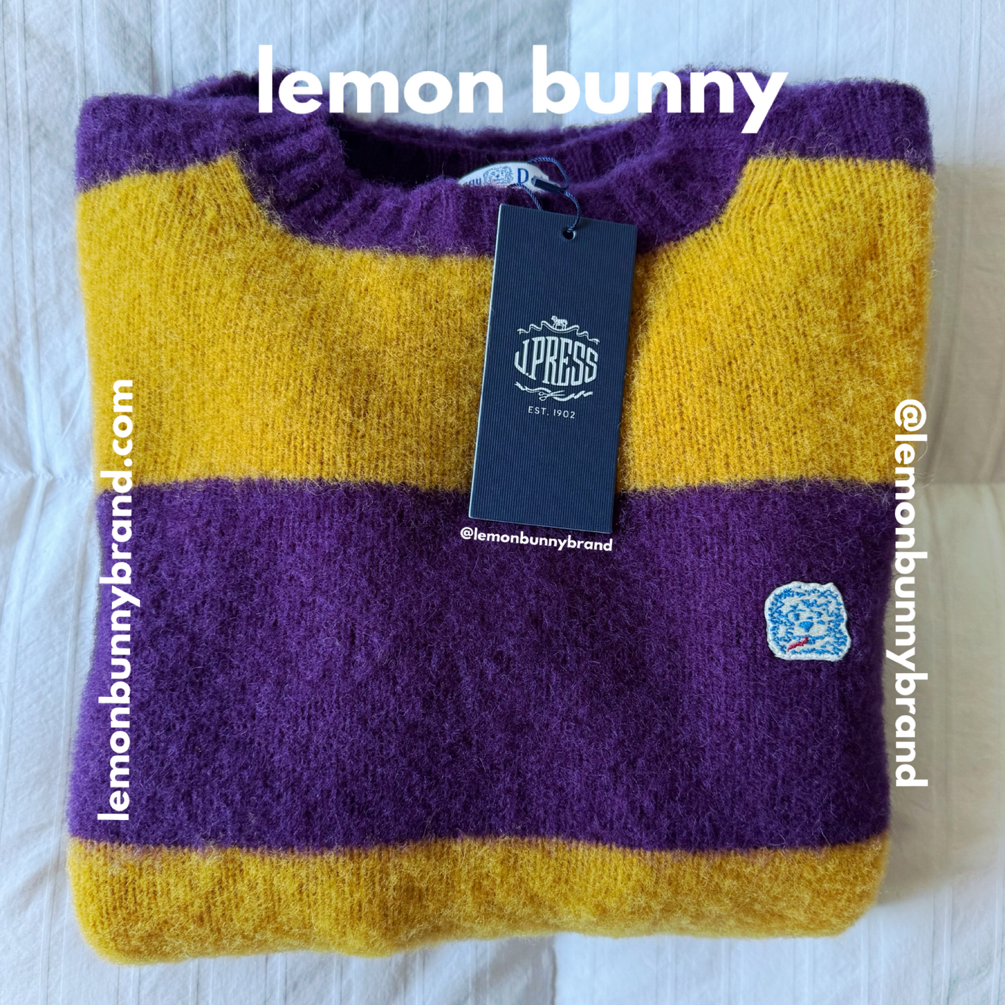 J.Press Men’s Shaggy Dog Icon Sweater (Classic Fit) in Purple & Yellow, Size XS
