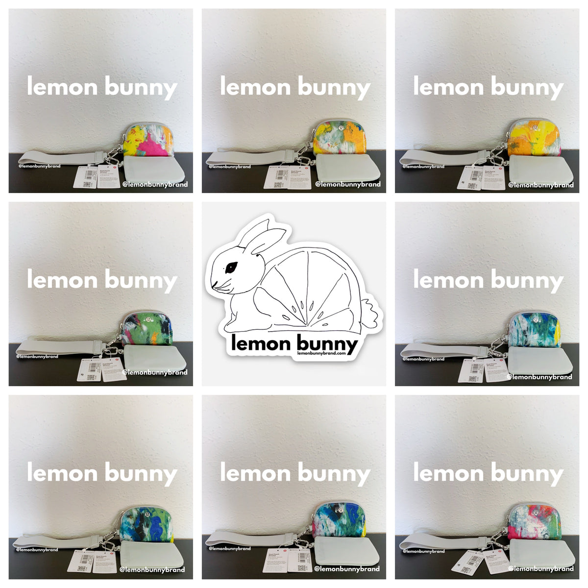 *lemon bunny Curated Bundle: 8 lululemon Dual Pouch Wristlets in No Limits White Multi/Vapor, Mystery Patterns