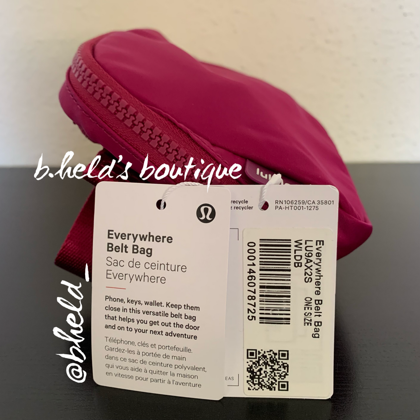 lululemon Everywhere Belt Bag (1 L) in Wild Berry, One Size