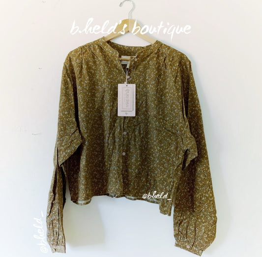 Golden Brown The Label Sonnet Blouse in Brown Heather, Size XS