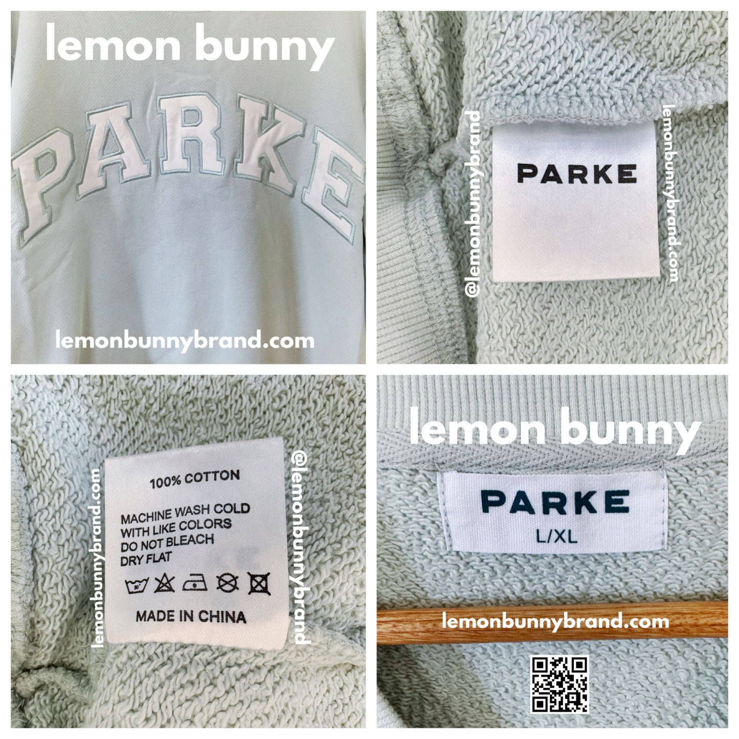 PARKE Heritage Bridal Varsity Mockneck in Something Blue + White, Size L/XL