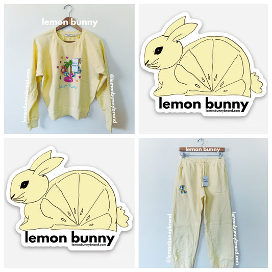 Roller Rabbit Pool Party Crewneck and Sweatpants in Yellow, Size S