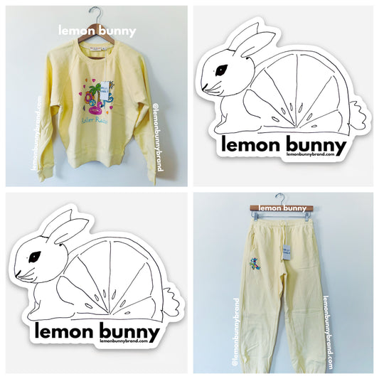 Roller Rabbit Pool Party Crewneck and Sweatpants in Yellow, Size S