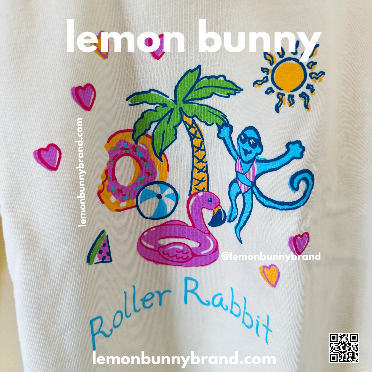 Roller Rabbit Pool Party Crewneck and Sweatpants in Yellow, Size S