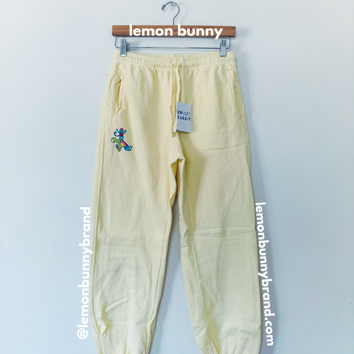 Roller Rabbit Pool Party Crewneck and Sweatpants in Yellow, Size S