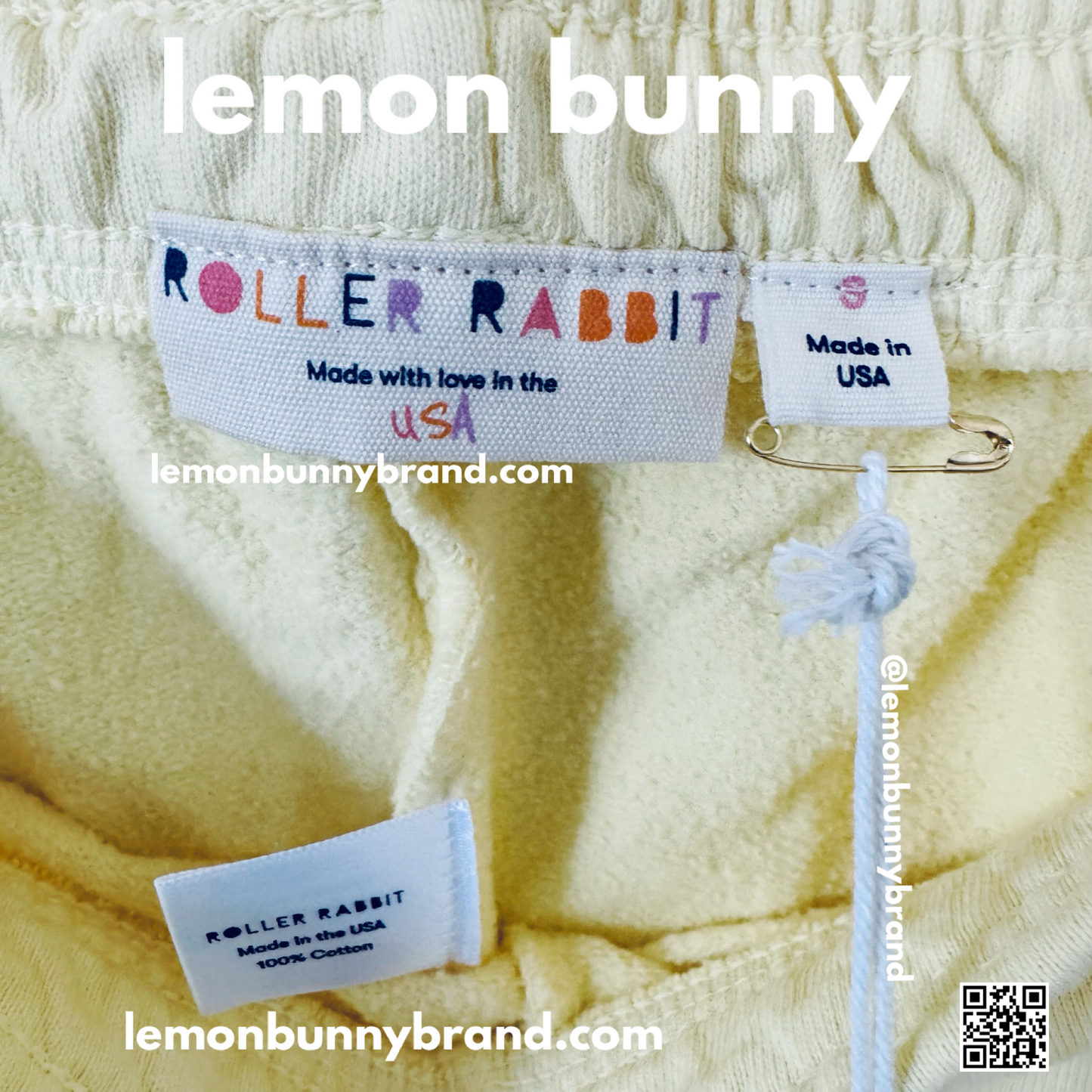 Roller Rabbit Pool Party Crewneck and Sweatpants in Yellow, Size S