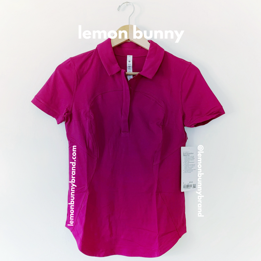 lululemon Quick-Drying Short Sleeve Polo Shirt in Magenta Purple, Size 4