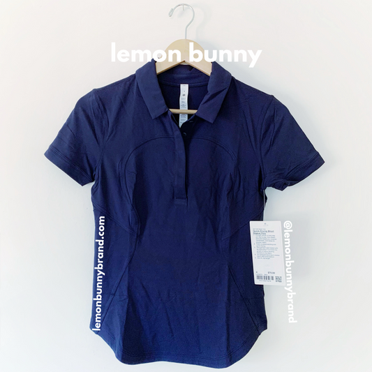 lululemon Quick-Drying Short Sleeve Polo Shirt in True Navy, Size 4