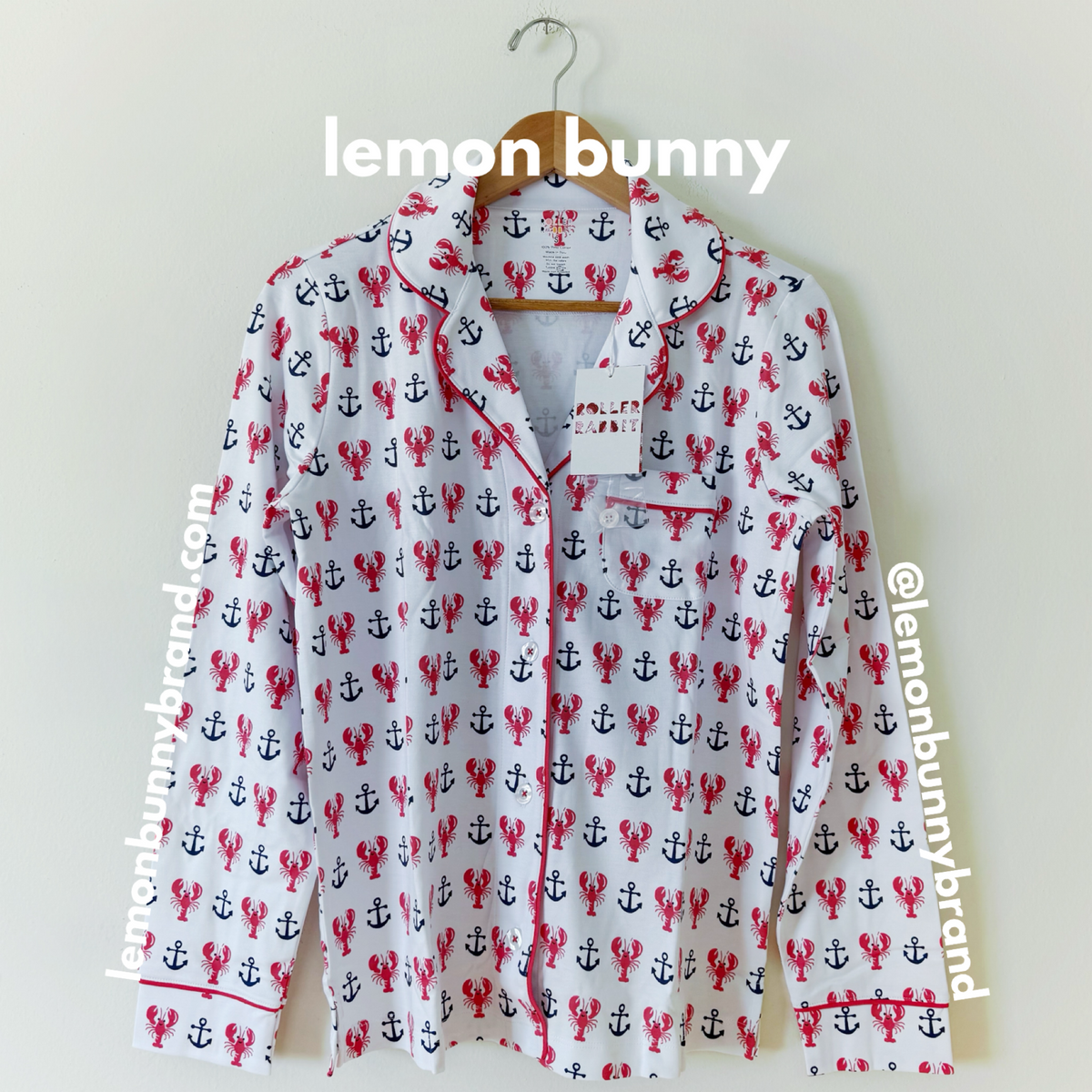 Roller Rabbit Anchors Away Long Sleeve Polo Pajamas in Red, Size S (Version 2)