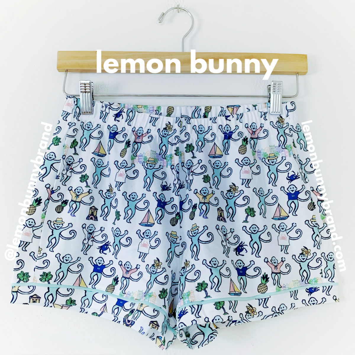 Roller Rabbit Charleston Monkey Polo Pajamas in White, Size XS (Version 2)