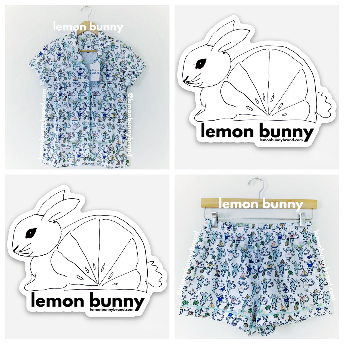 Roller Rabbit Charleston Monkey Polo Pajamas in White, Size XS (Version 2)