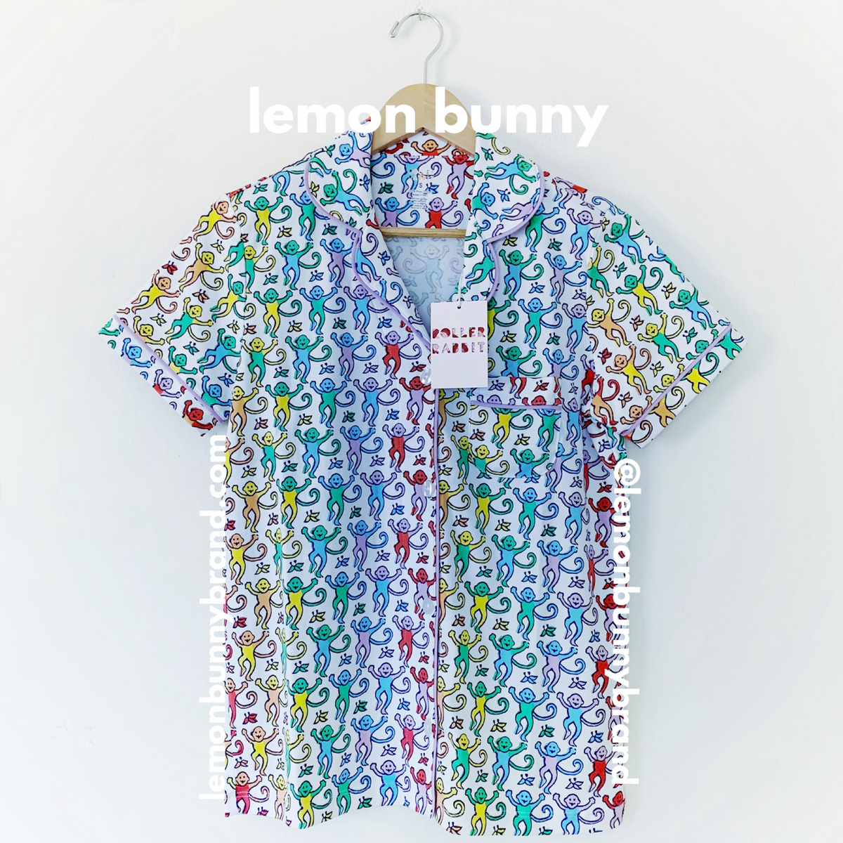Roller Rabbit Disco Monkey Polo Pajamas in Rainbow, Size S