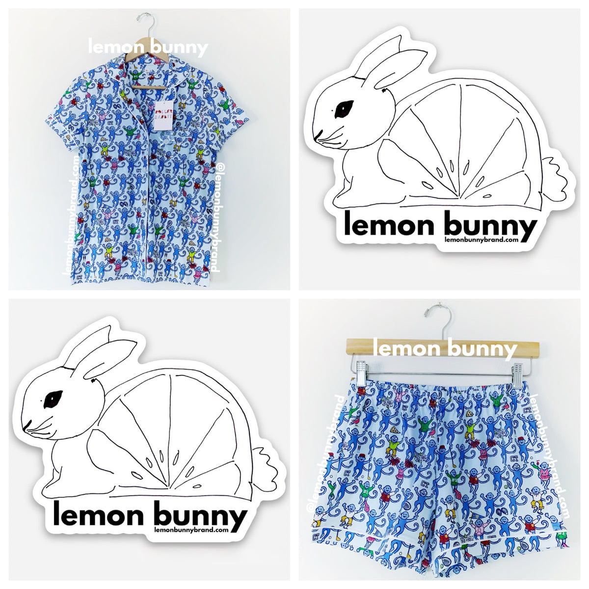 Roller Rabbit Greenwich Monkey Polo Pajamas in Blue, Size XS (Version 2)