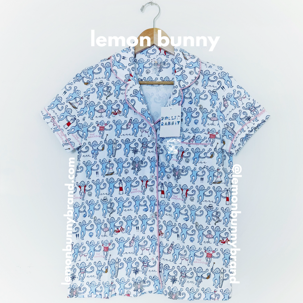 Roller Rabbit Hamptons Monkey Polo Pajamas in Blue, Size S (Version 2)