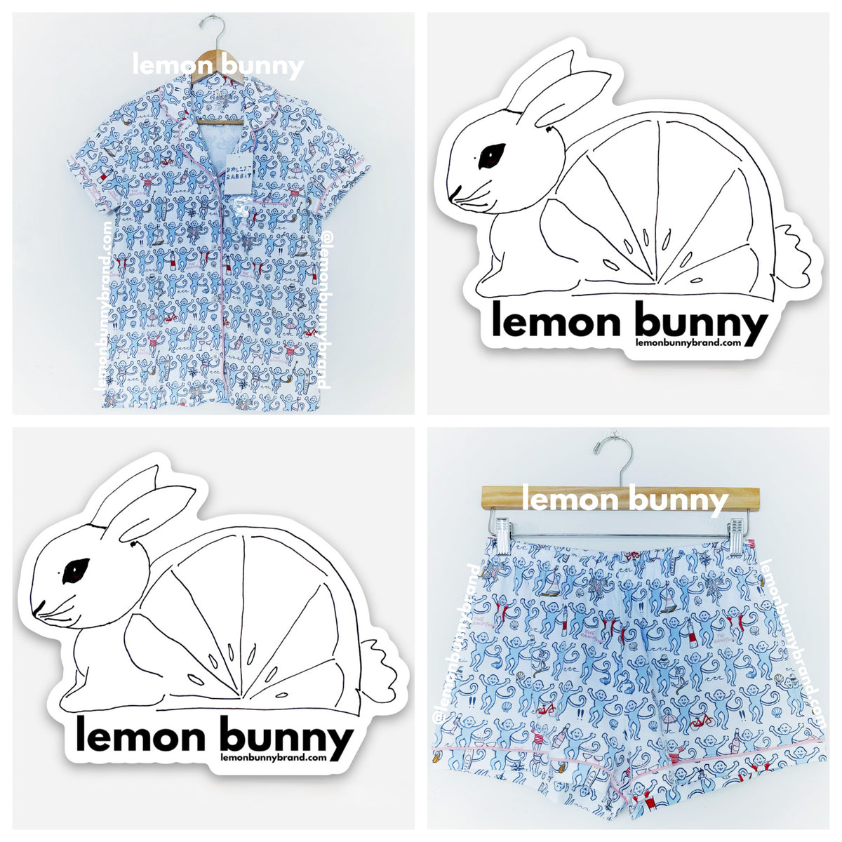 Roller Rabbit Hamptons Monkey Polo Pajamas in Blue, Size S (Version 2)