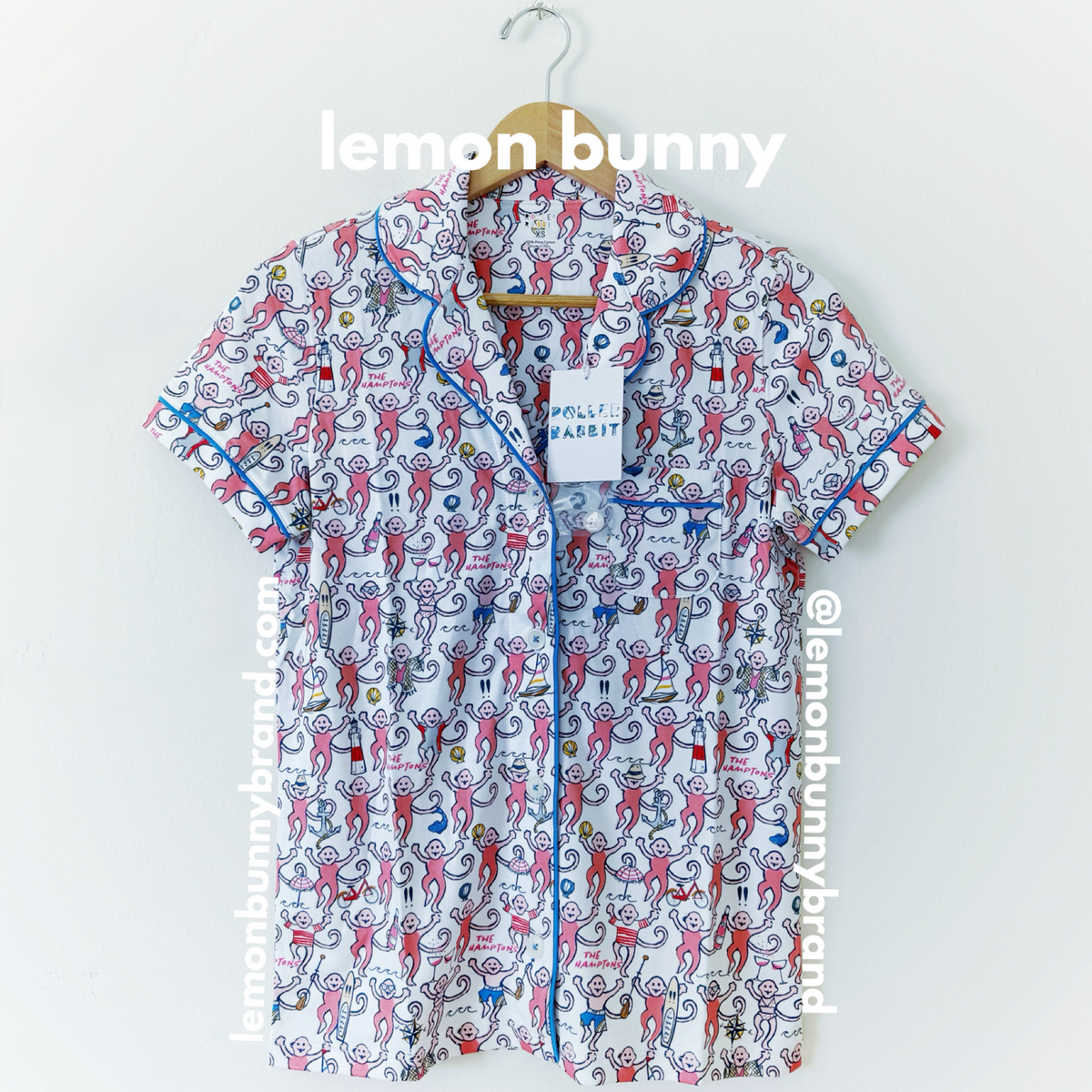 Roller Rabbit Hamptons Monkey Polo Pajamas in Pink, Size XS (Version 2)