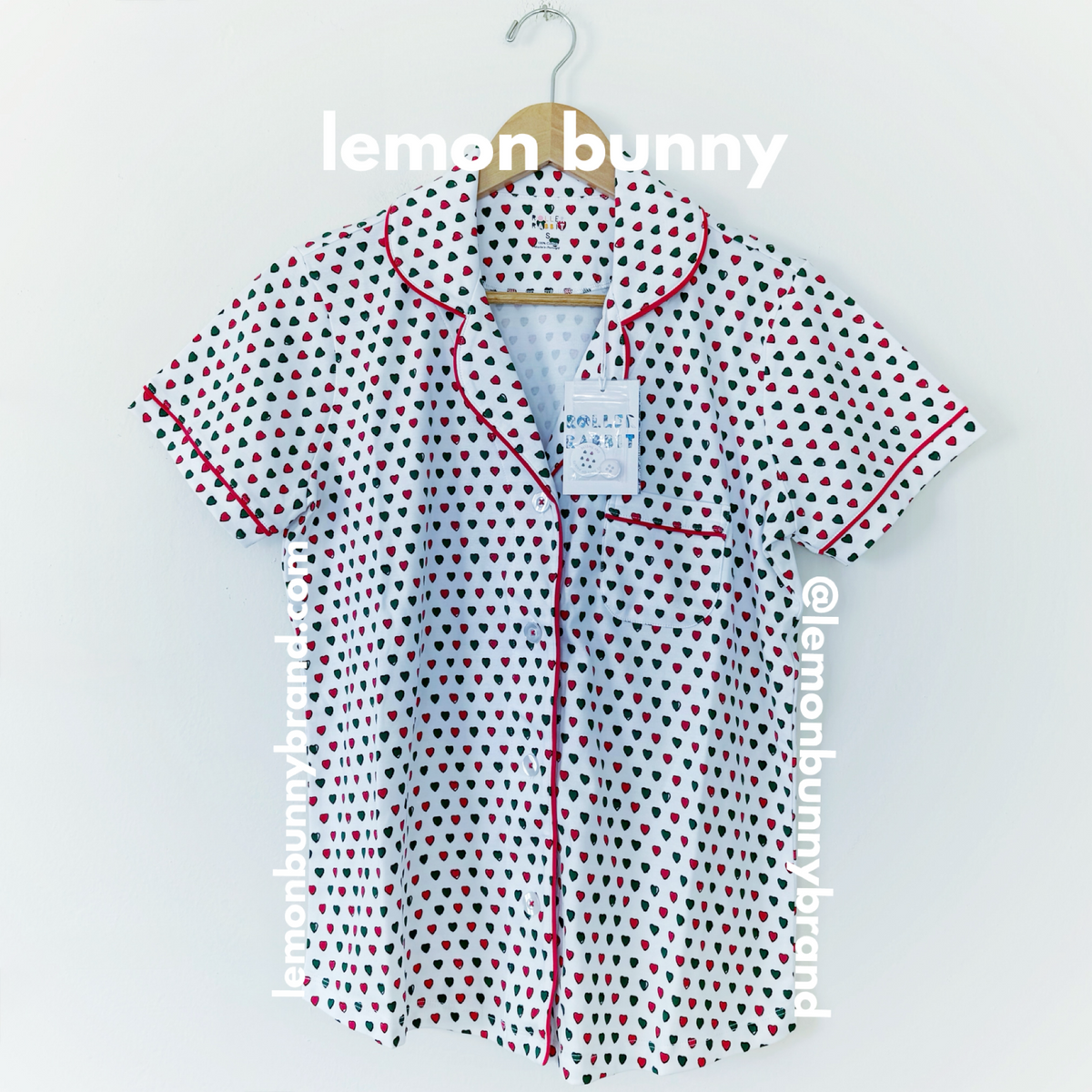 Roller Rabbit Holiday Hearts Polo Pajamas in Red/Green, Size S (Version 2)