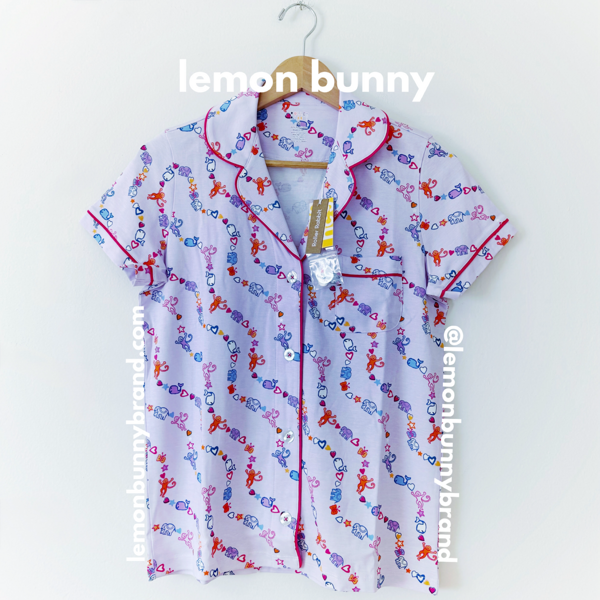 Roller Rabbit Icon Wave Polo Pajamas in Lavender, Size S (Version 2)