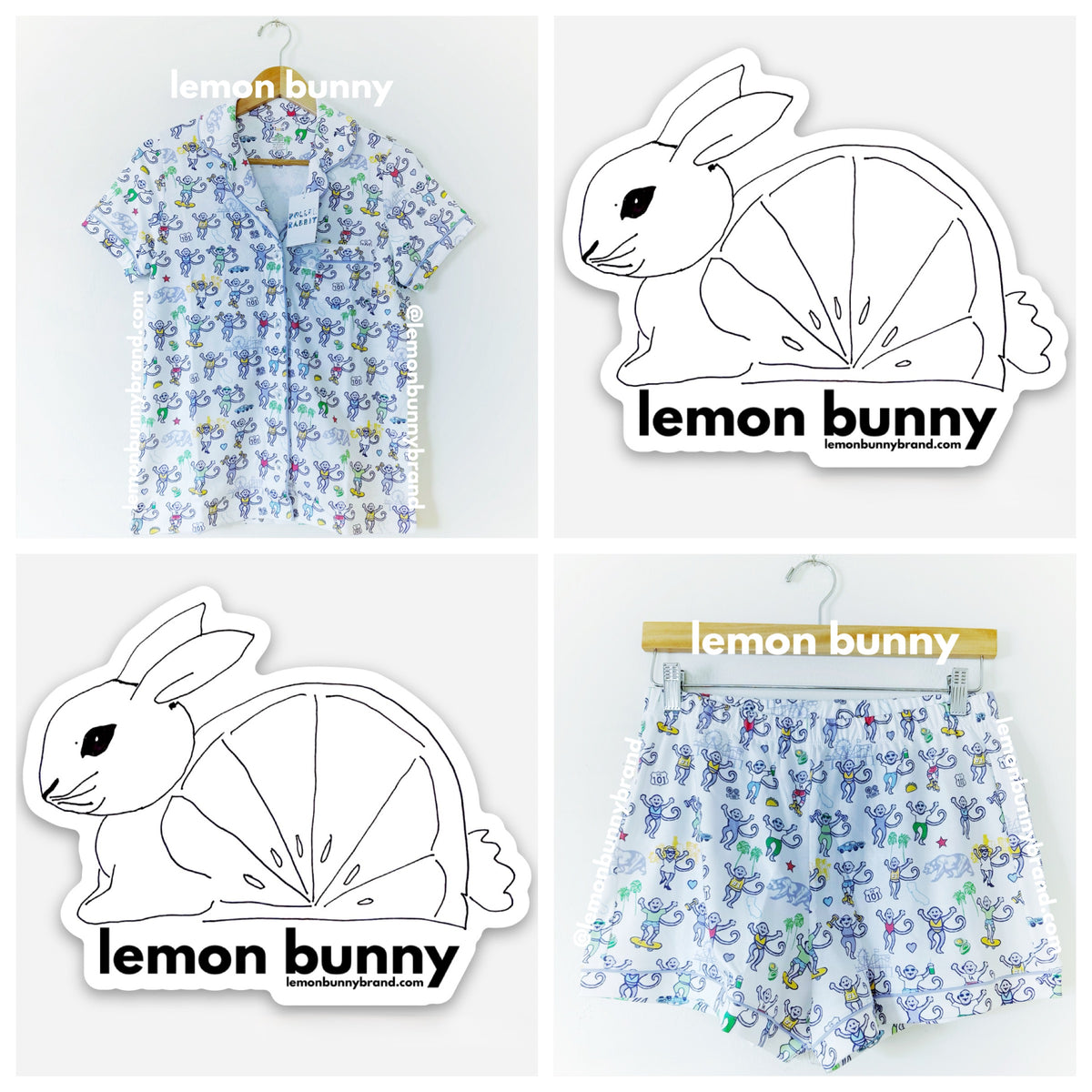 Roller Rabbit LA Monkey Polo Pajamas in White, Size S (Version 2)