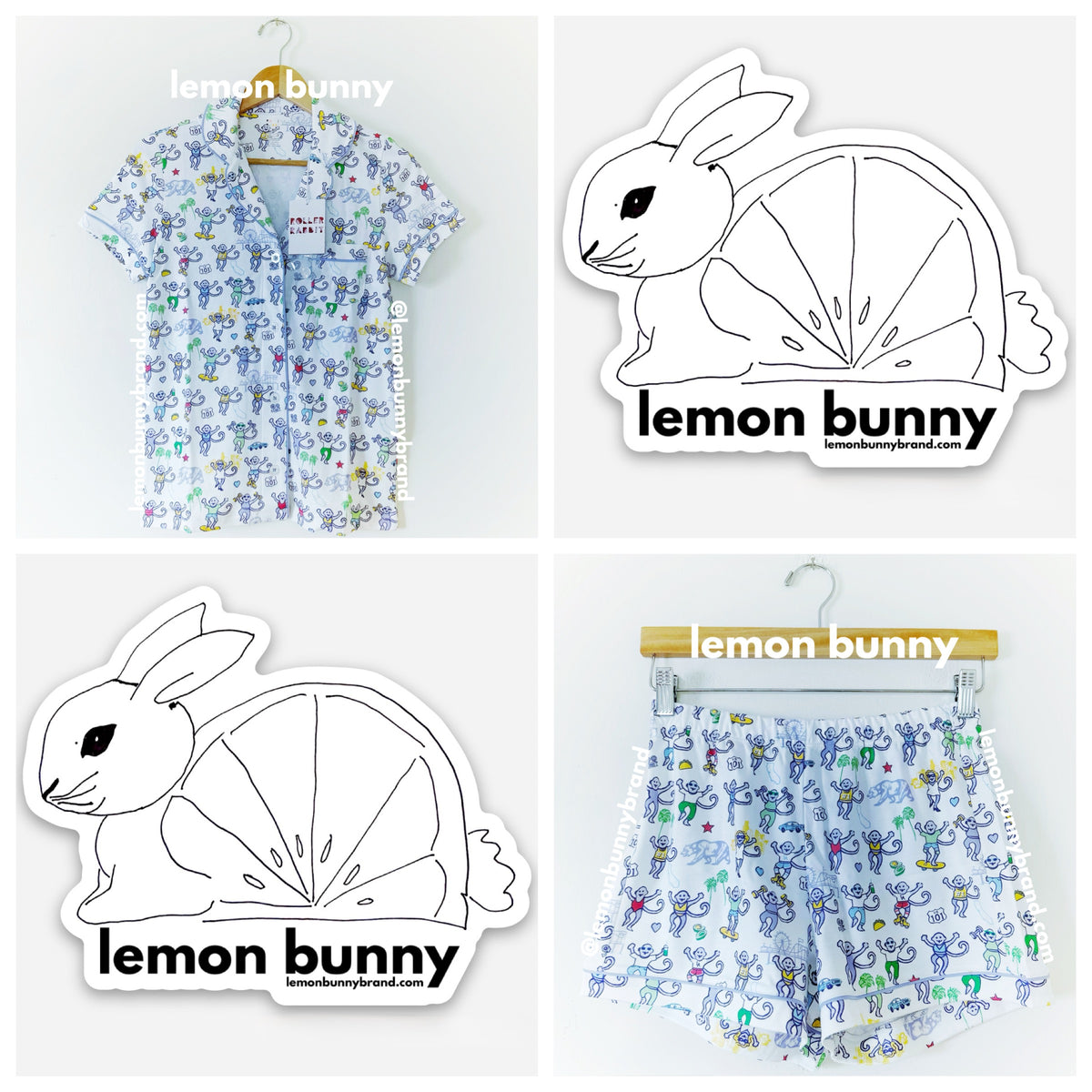 Roller Rabbit LA Monkey Polo Pajamas in White, Size XS (Version 2)