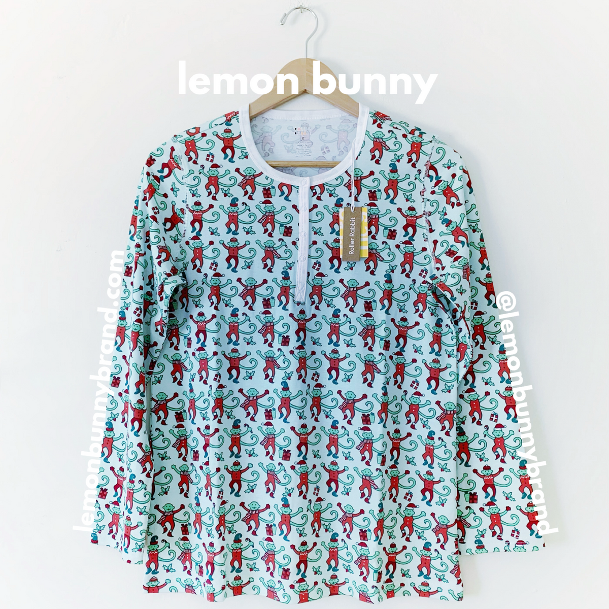 Roller Rabbit Monkey Mas Pajamas in Mint, Size S (Version 2)