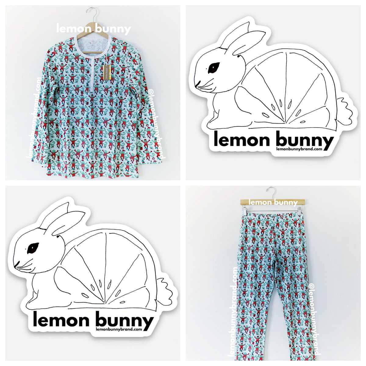 Roller Rabbit Monkey Mas Pajamas in Mint, Size S (Version 2)