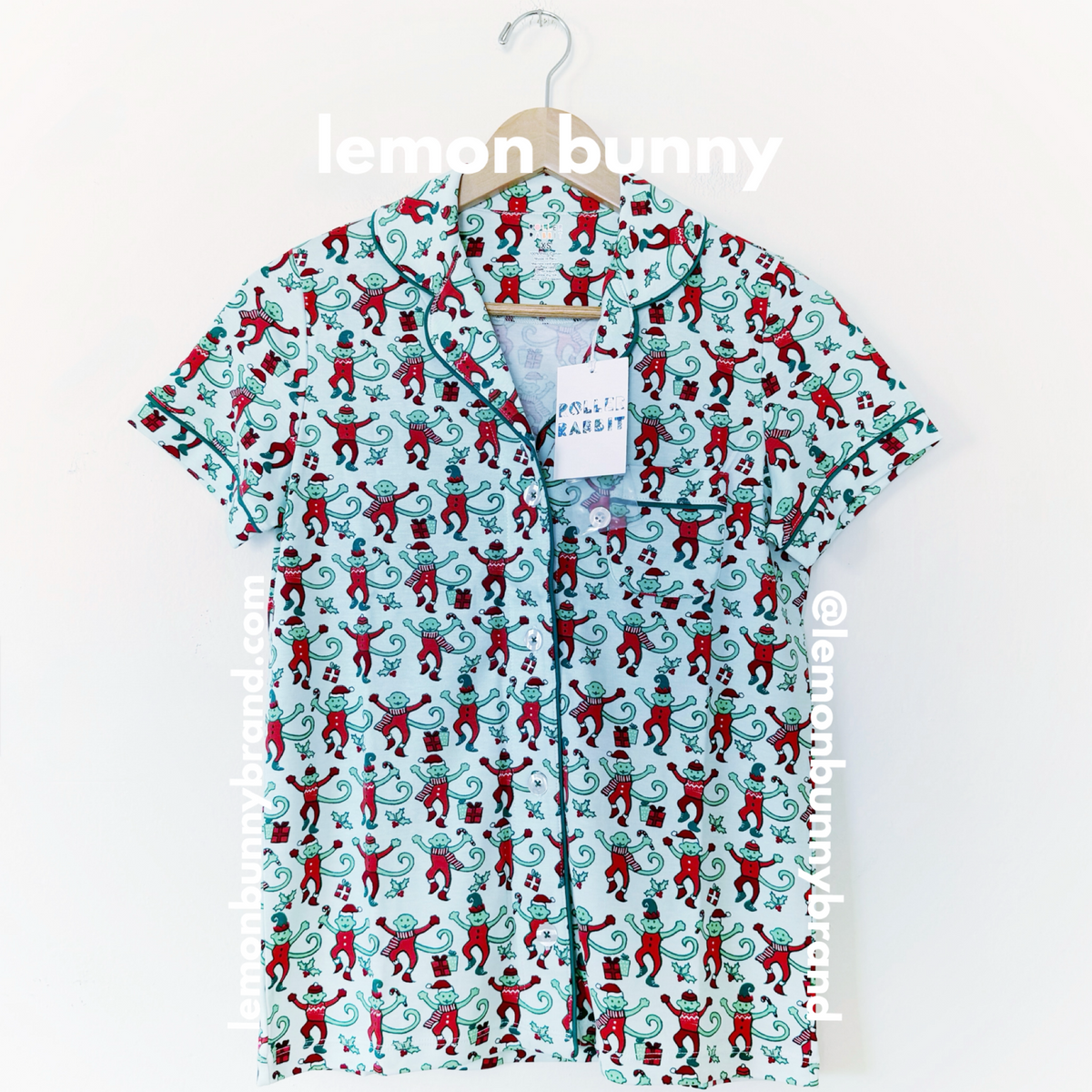 Roller Rabbit Monkey Mas Polo Pajamas in Mint, Size XS (Version 2)