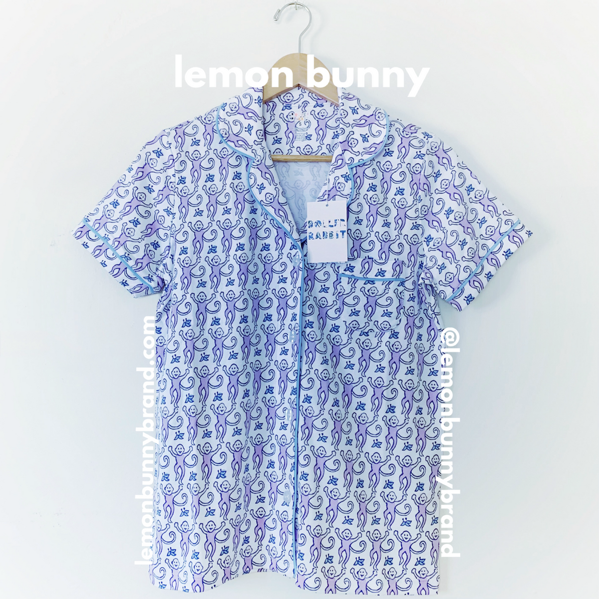 Roller Rabbit Monkey Polo Pajamas in Lavender, Size S (Version 2)