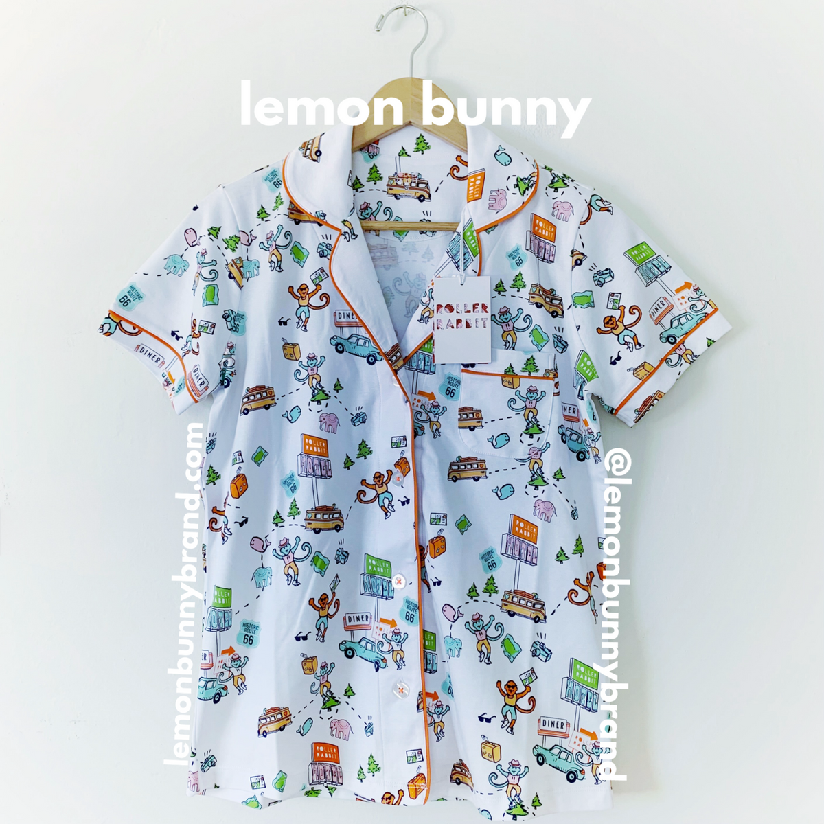 Roller Rabbit On The Road Polo Pajamas in White, Size S (Version 2)