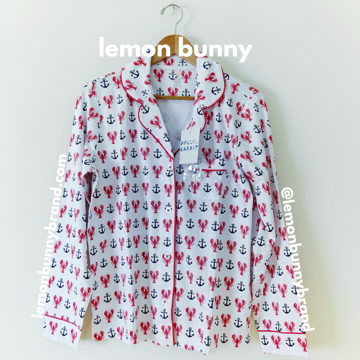 Roller Rabbit Anchors Away Long Sleeve Polo Pajamas in Red, Size M